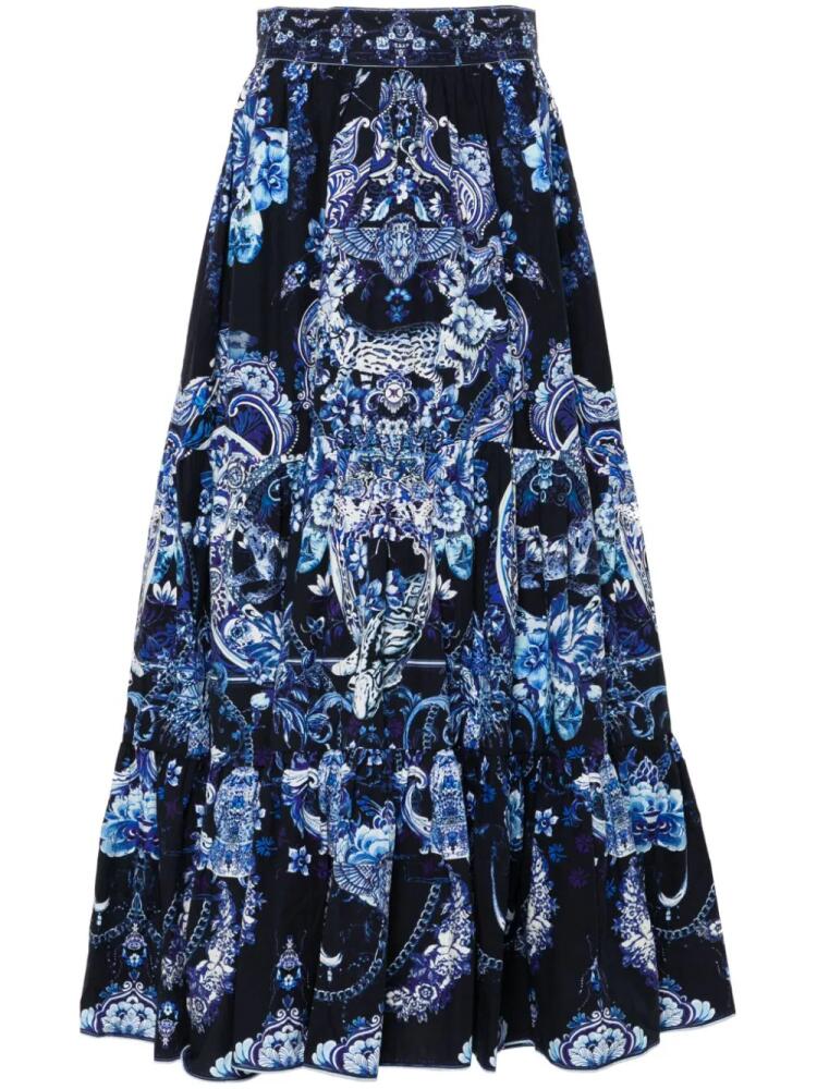 Camilla Delft Dynasty-print maxi skirt - Blue Cover