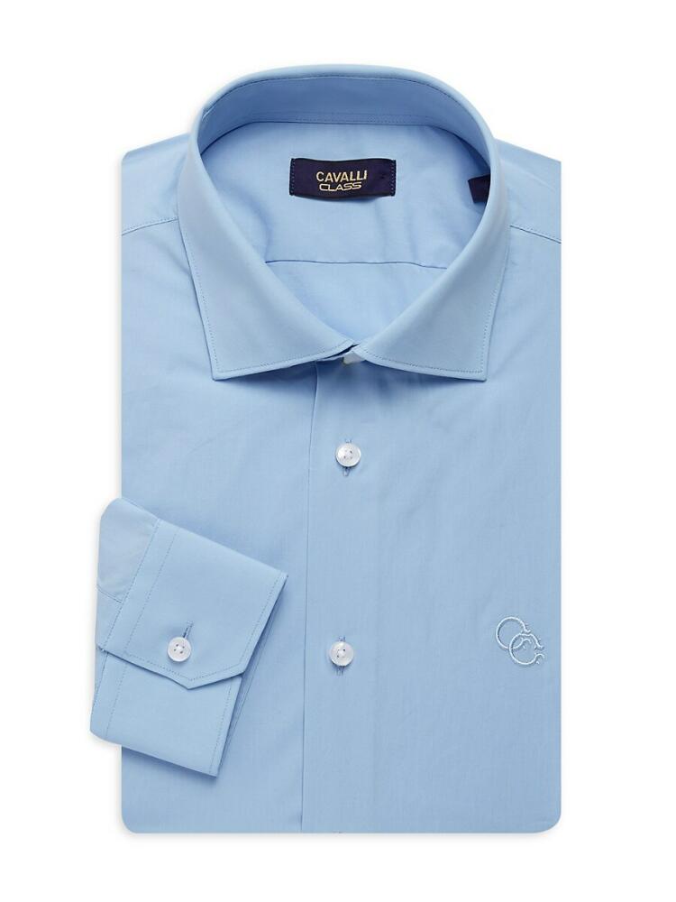 Cavalli Class by Roberto Cavalli Men's Comfort Fit Logo Dress Shirt - Light Blue Cover