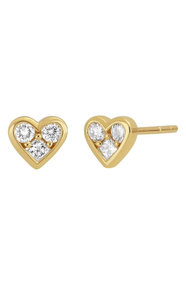 Bony Levy Simple Obsession Diamond Heart Earrings in 18K Yellow Gold Cover