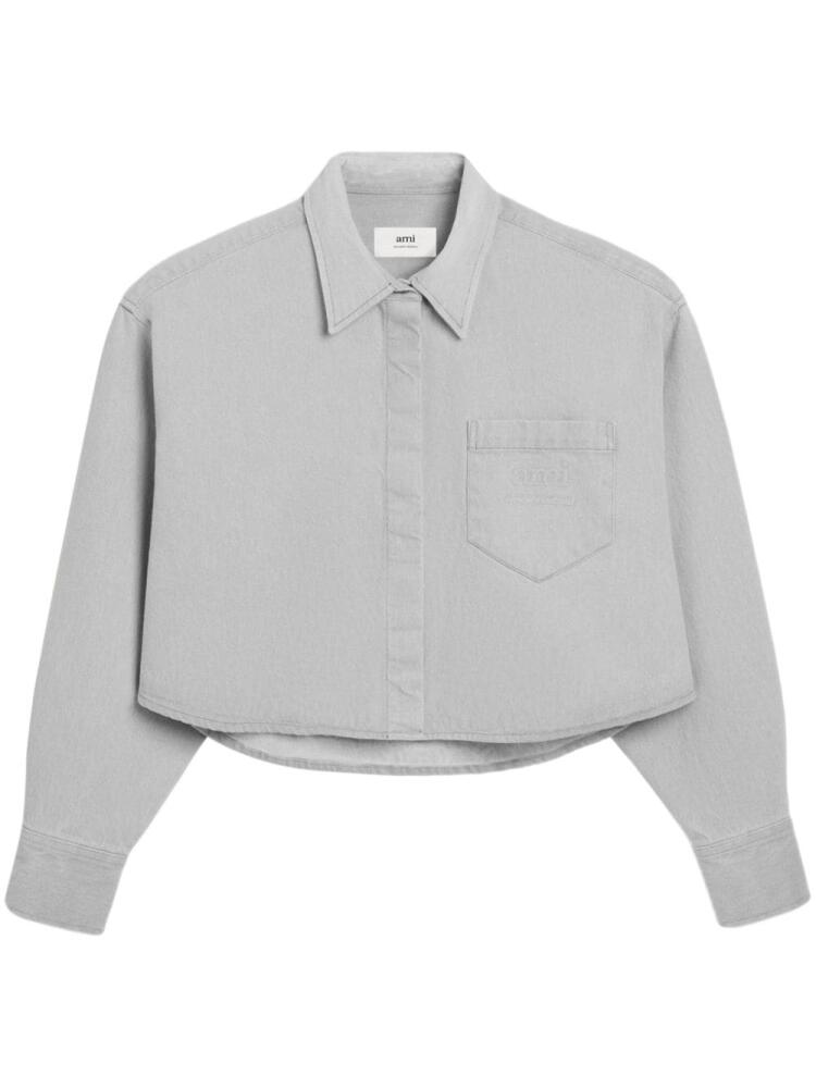 AMI Paris logo-embossed denim shirt - Grey Cover