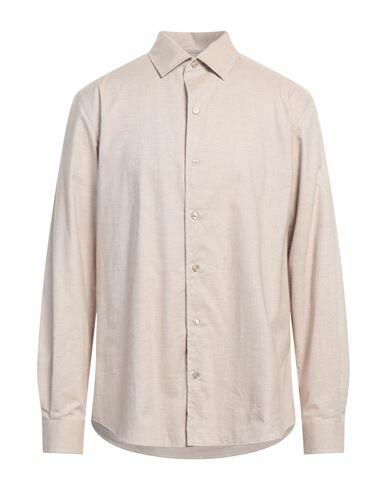 Agnona Man Shirt Beige Cotton, Cashmere, Metal Cover