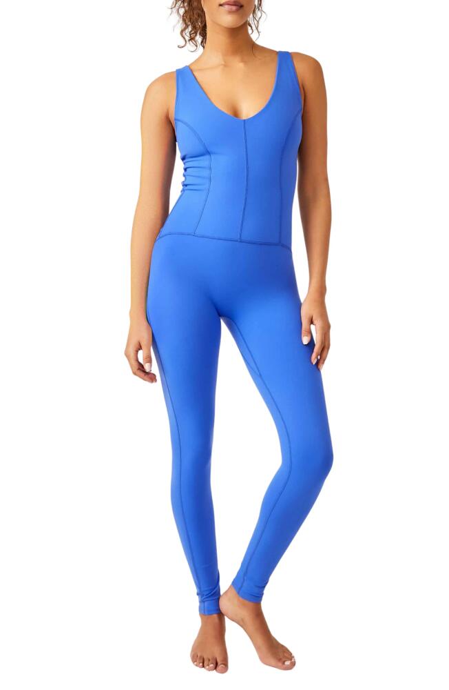 Free People FP Movement Never Better Strappy Back Jumpsuit in Electric Cobalt Cover