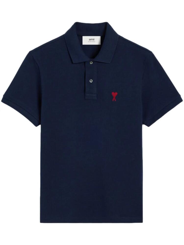 AMI Paris Ami De Coeur organic-cotton polo shirt - Blue Cover