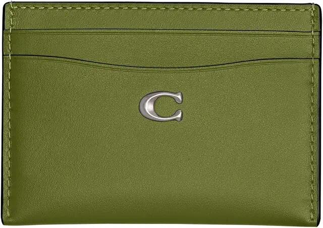 COACH Refined Calf Leather Essential Card Case (Dark Lime) Handbags Cover