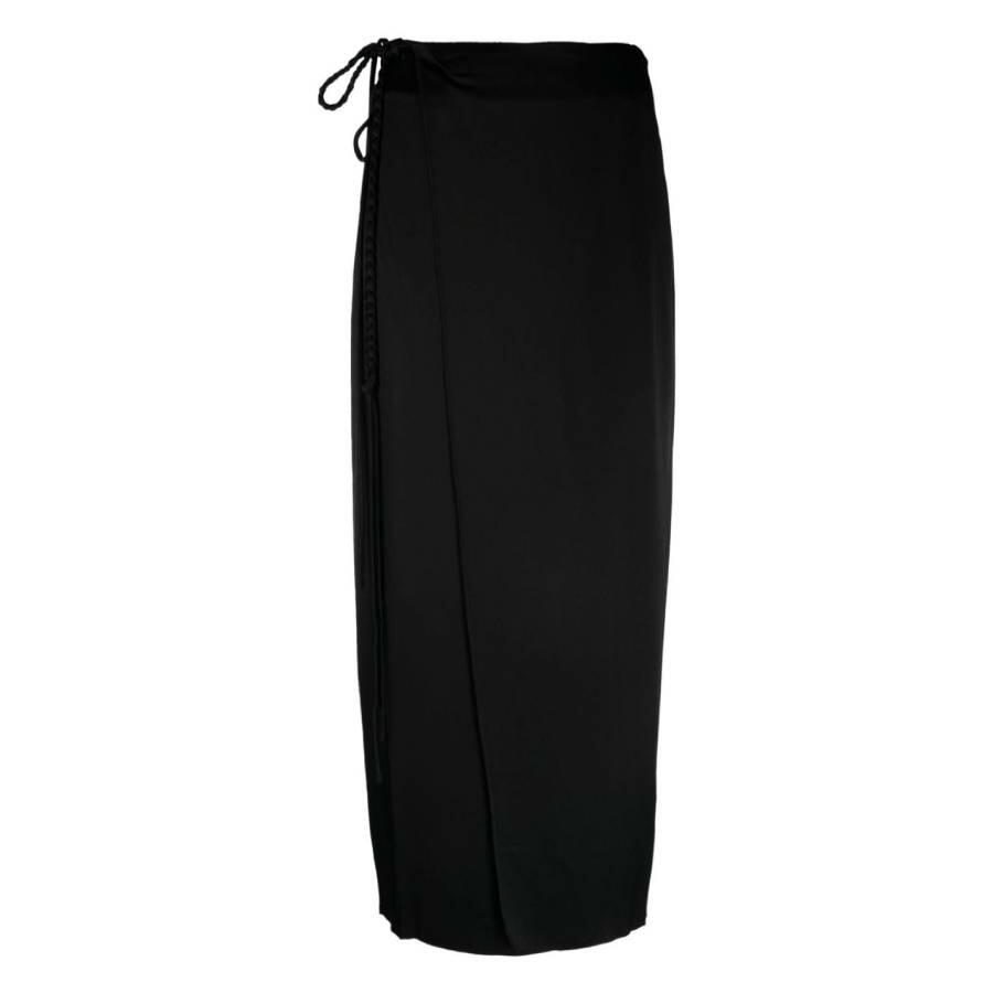 Nanushka Black Racha Satin Wrap Skirt Cover