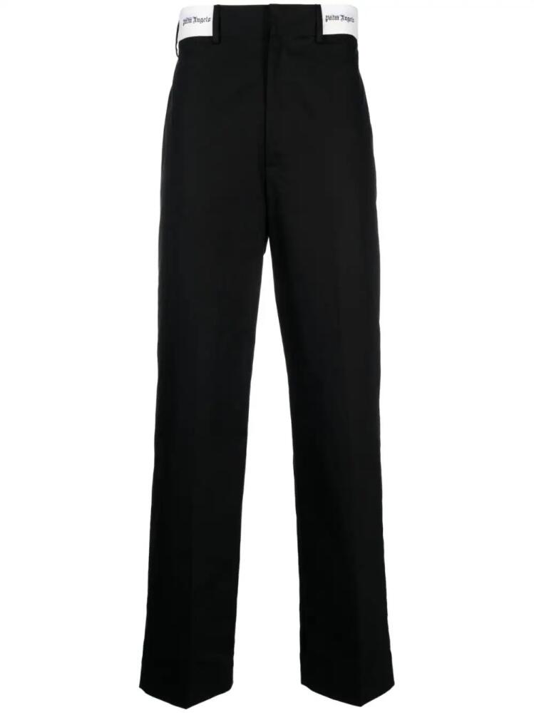 Palm Angels logo-waistband chino trousers - Black Cover