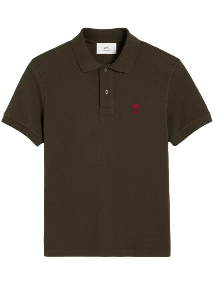 AMI Paris Ami De Coeur organic-cotton polo shirt - Brown Cover