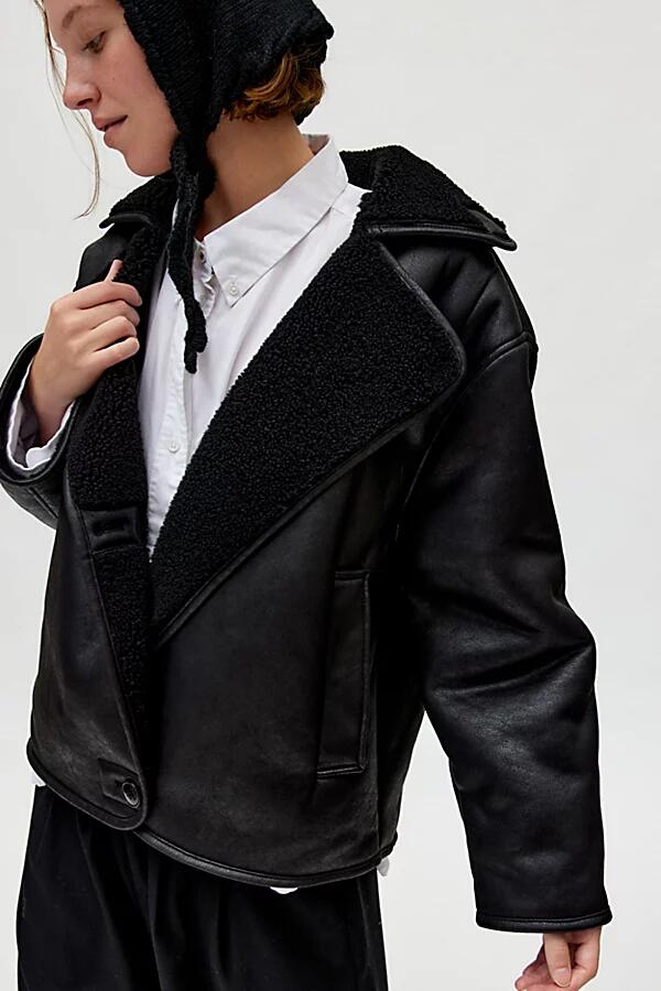 BDG Parker Faux Shearling Jacket in Black Cover