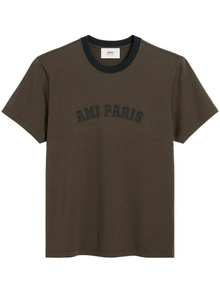 AMI Paris logo print organic cotton t-shirt - Brown Cover