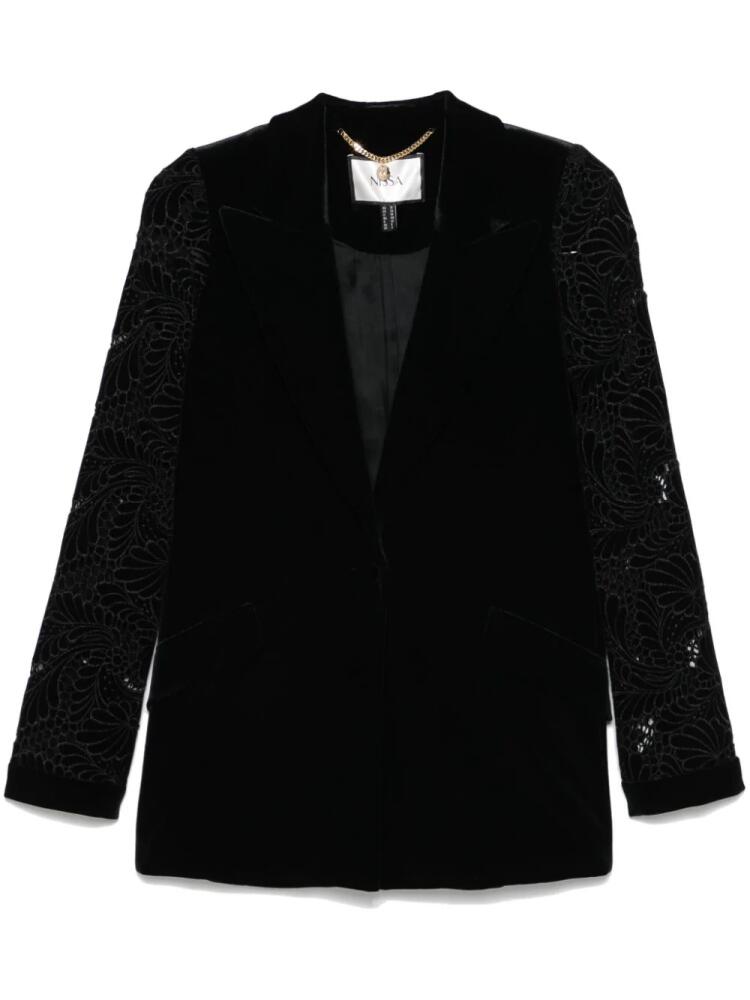 NISSA floral-embroidered blazer - Black Cover