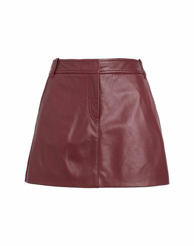 Max & co. Woman Mini skirt Burgundy Viscose, Polyamide, Elastane, Ovine leather Cover