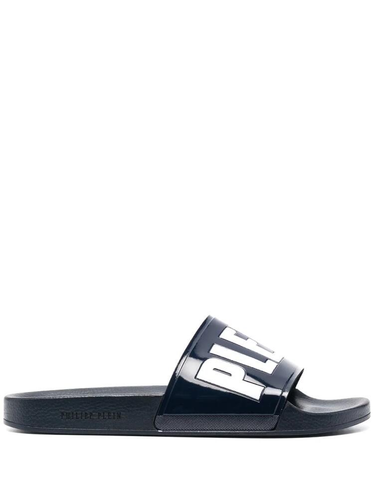 Philipp Plein two-tone logo-print slides - Blue Cover