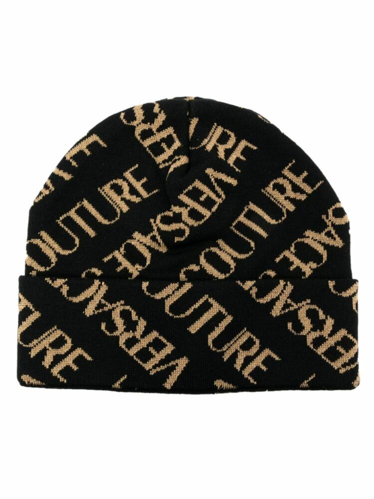 Versace Jeans Couture logo intarsia-knit beanie - Black Cover