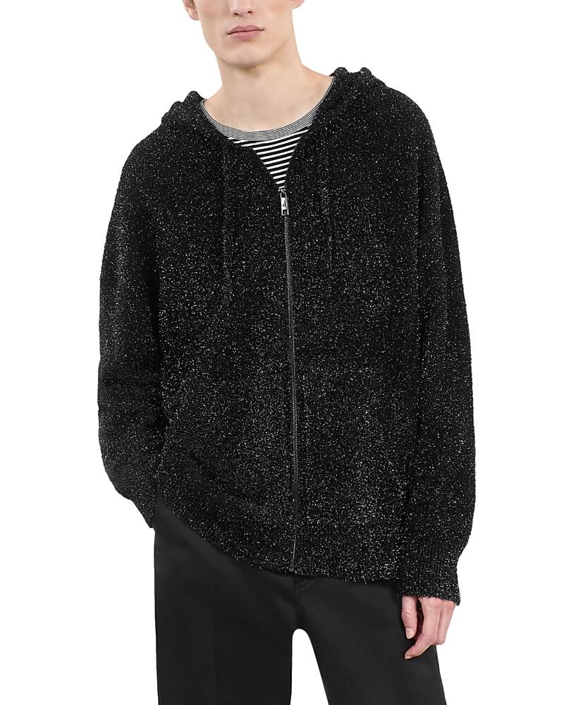 The Kooples Nylon Glittery Straight Fit Full Zip Hooded Cardigan Cover