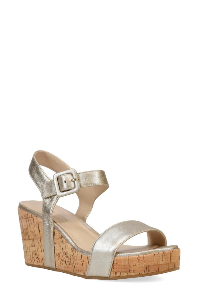 Pelle Moda Wiltz Ankle Strap Platform Wedge Sandal in Platinum Gold Cover