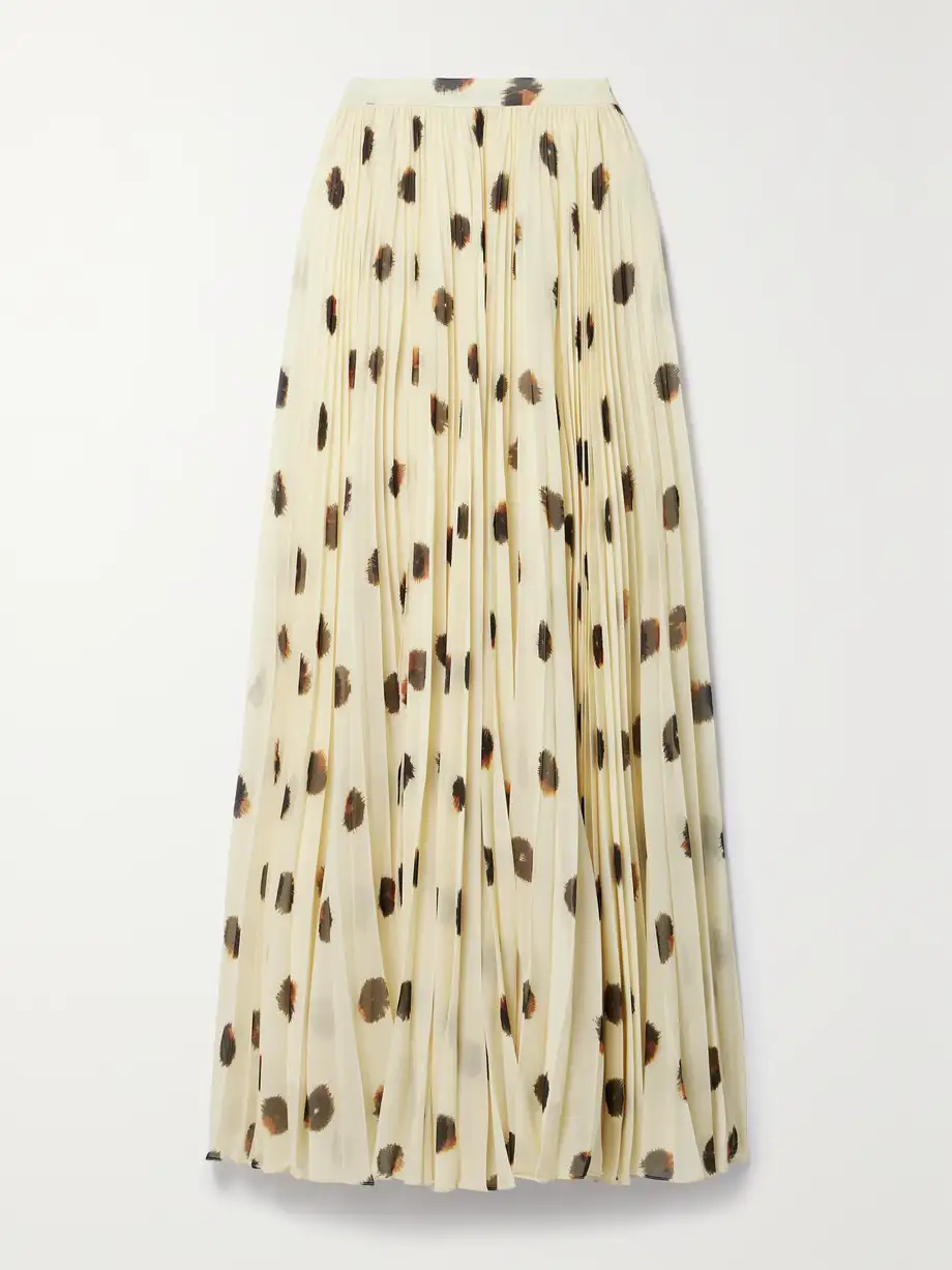 Altuzarra - Sif Pleated Polka-dot Crepe De Chine Maxi Skirt - Ivory Cover