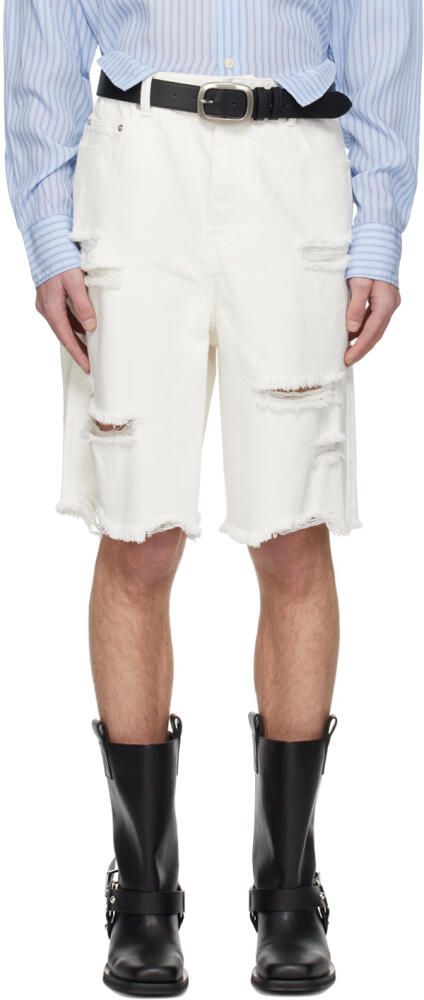 System White Distressed Denim Shorts Cover