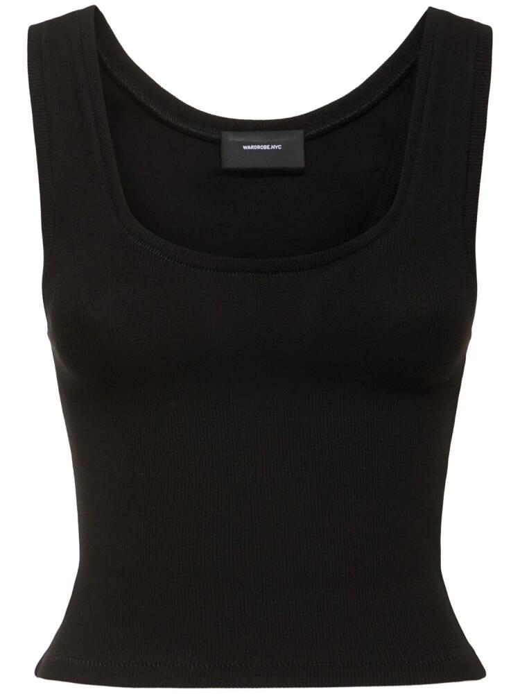 WARDROBE.NYC Crop Stretch Cotton Jersey Tank Top Cover