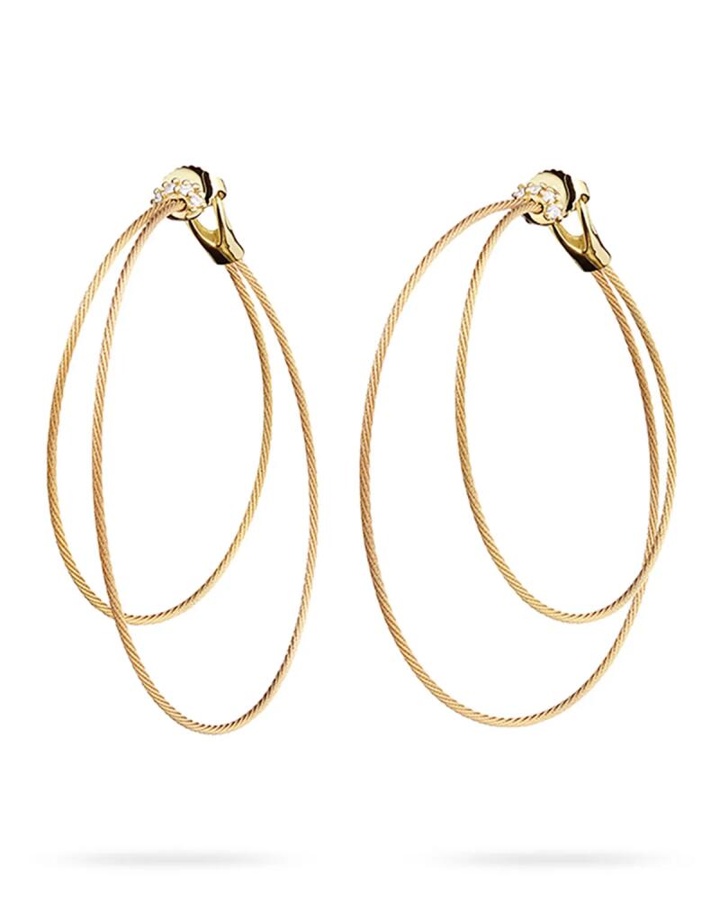 Paul Morelli 18K Yellow Gold Double Unity Hoop Earrings w/ Diamond Cluster Cover