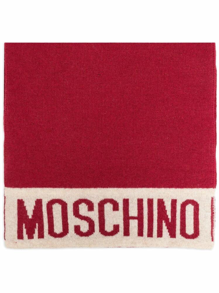 Moschino intarsia-knit logo scarf - Red Cover