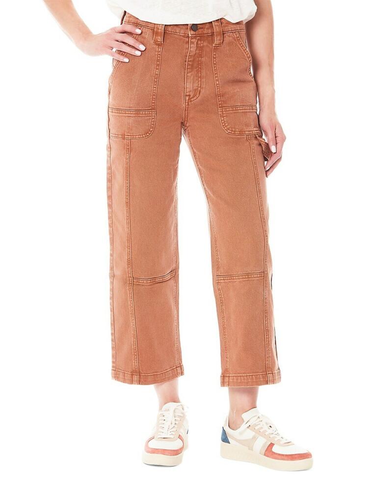 Nicole Miller Women's High Rise Wide Leg Ankle Cargo Jeans - Cinnamon Cover