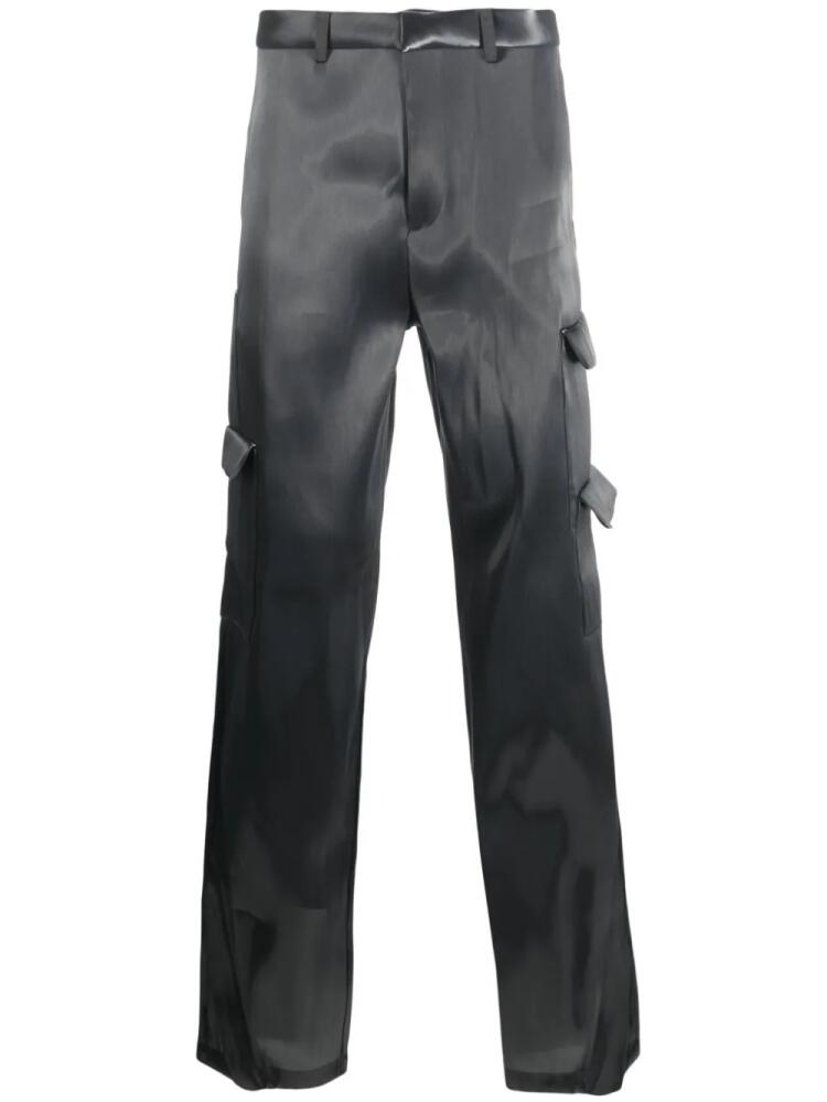 HELIOT EMIL Liquid Metal straight-leg cargo trousers - Grey Cover