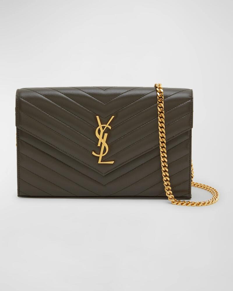 Saint Laurent YSL Monogram Large Wallet on Chain in Smooth Leather Cover