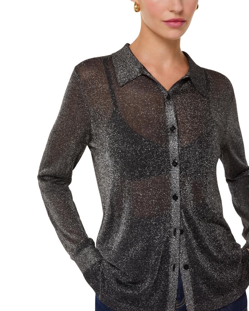 Whistles Sparkle Knit Collared Shirt Cover