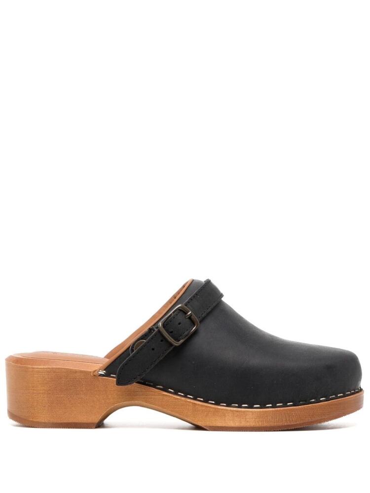 RE/DONE wooden-platform leather clogs - Black Cover