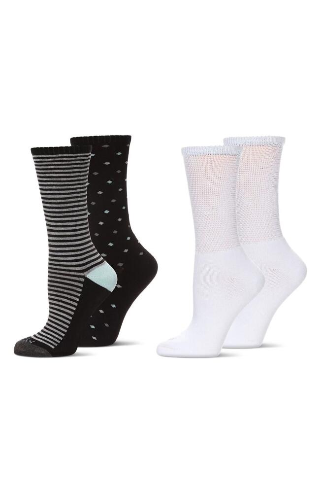 MeMoi Assorted 4-Pack Diabetic Crew Socks in Black/White Beige Cover