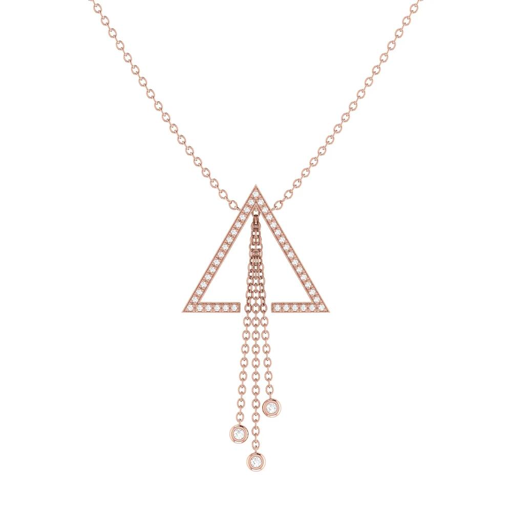 LuvMyJewelry Skyline Triangle Silver Diamond Lariat Necklace in 14Kt Rose Gold Vermeil Cover