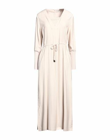 Peserico Woman Midi dress Beige Viscose, Wool, Elastane, Virgin Wool Cover