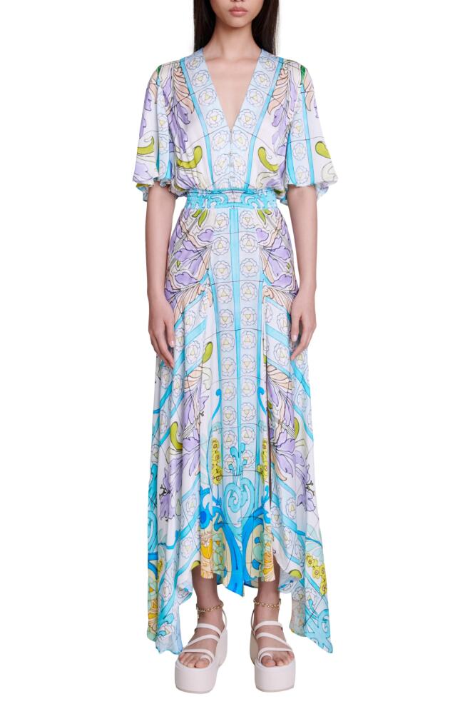 maje Rezaique Asymmetric Maxi Dress in Print Mozaic Cover