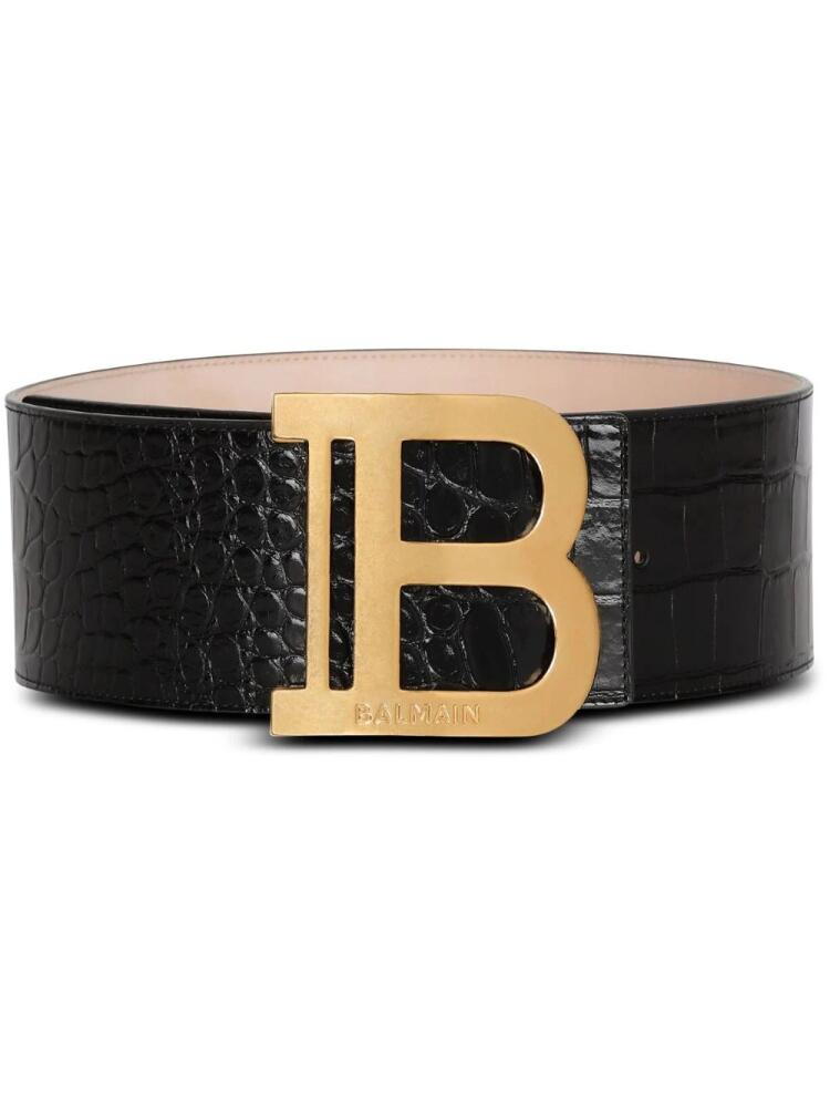 Balmain crocodile-effect logo-plaque belt - Black Cover