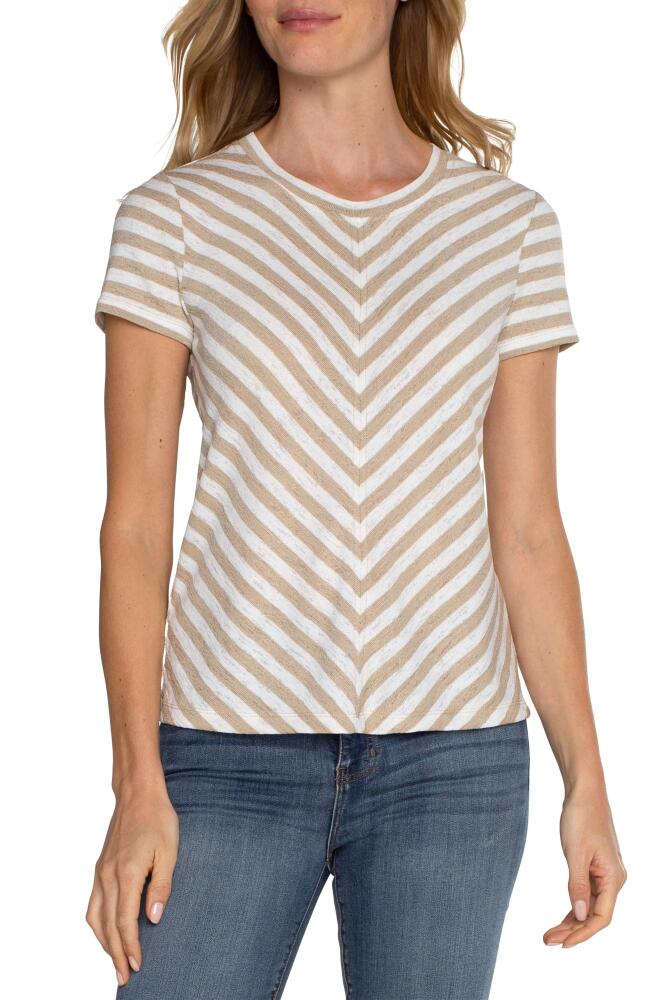 Liverpool Los Angeles Miter Stripe Slub T-Shirt in Crm Tan Stripe Cover