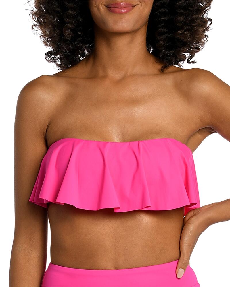 La Blanca Ruffled Bandeau Bikini Top Cover