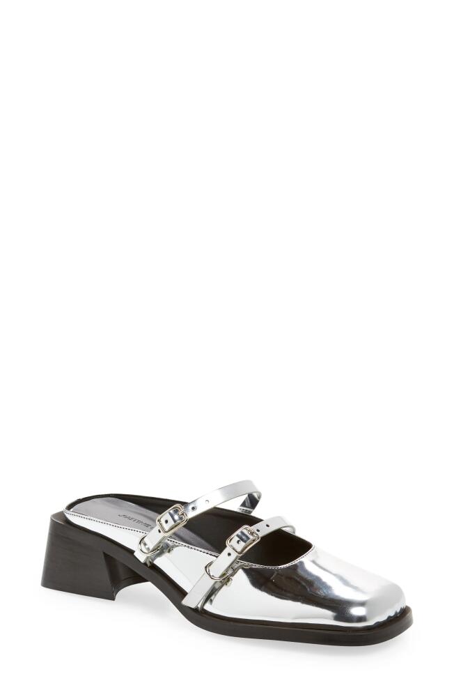 Justine Clenquet Andie Mary Jane Mule in Silver Cover