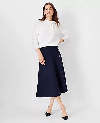 Ann Taylor Petite Side Button Flare Skirt Cover