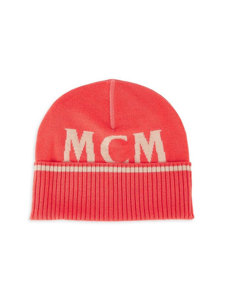 MCM Men's Logo Extrafine Merino Wool Beanie - Fuchsia Cover