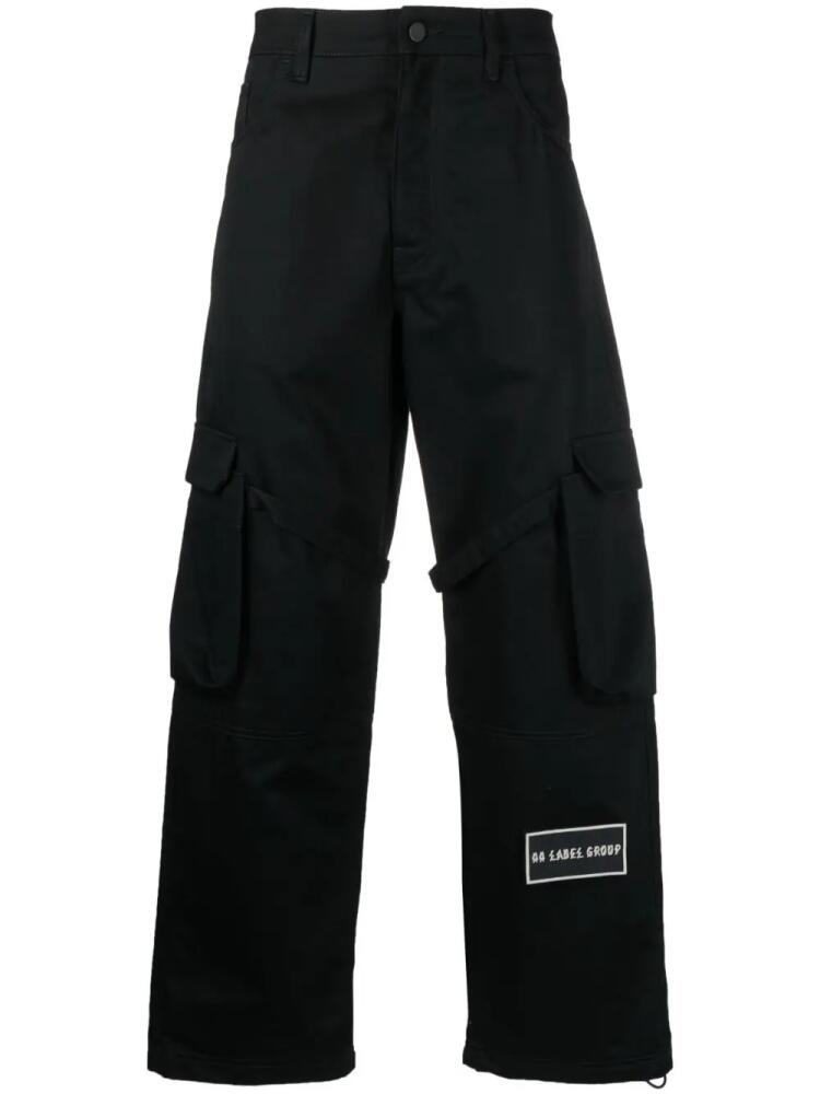 44 LABEL GROUP logo-patch cotton cargo pants - Black Cover