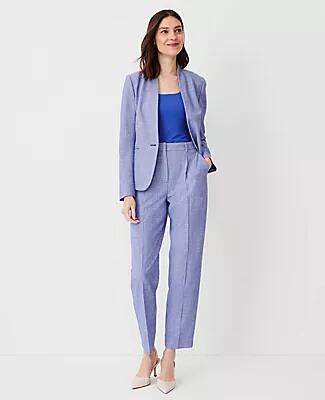 Ann Taylor The Petite High Rise Pleated Taper Pant in Cross Weave Cover