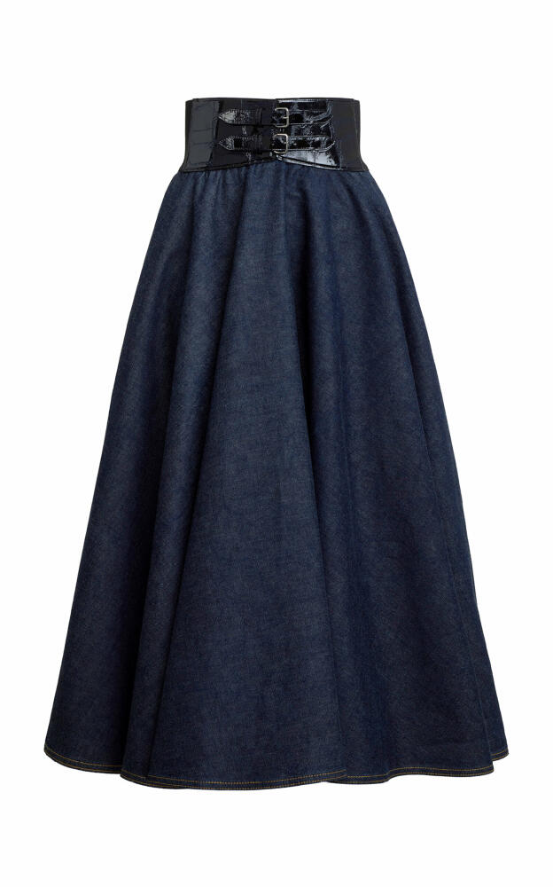 ALAA - Belted Cotton Midi Skirt - Dark Wash Cover