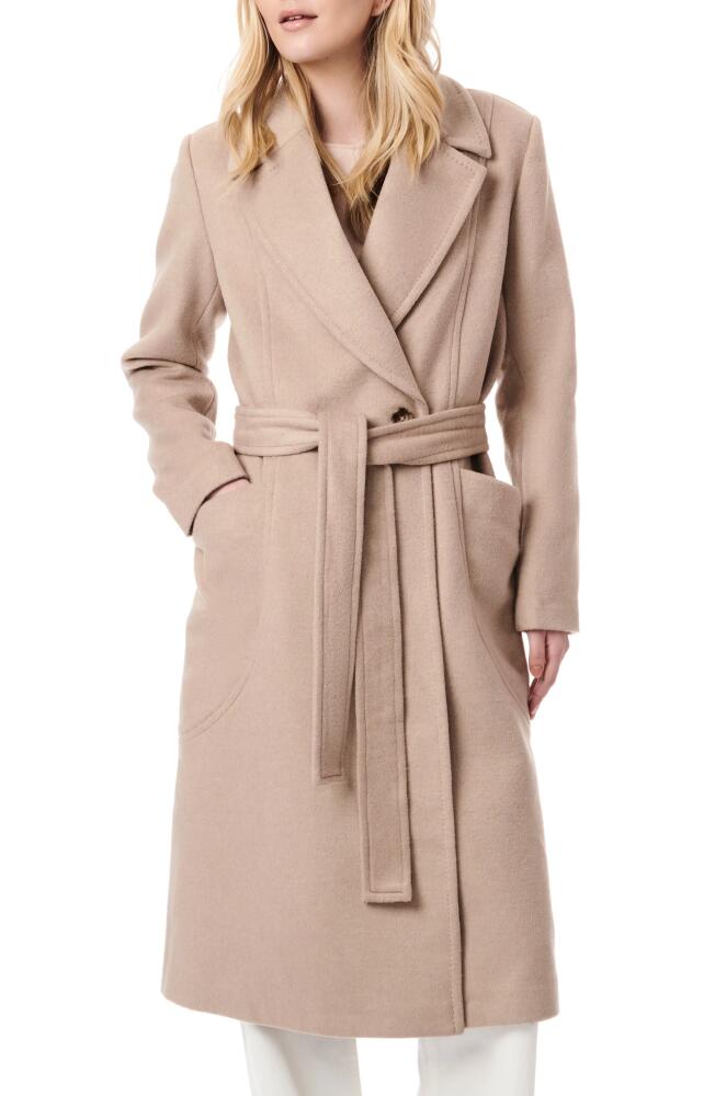 Bernardo Belted Wool Blend Longline Coat in Oat Milk Cover