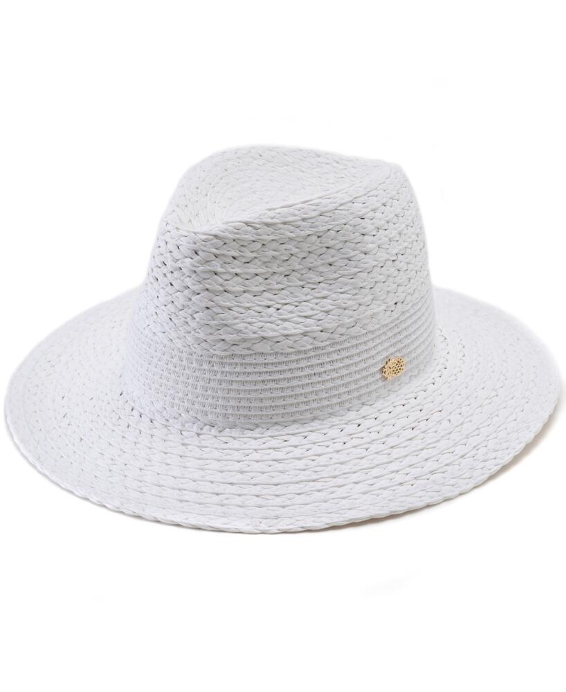 Vince Camuto Straw Panama Hat with Icon Detail - White Cover