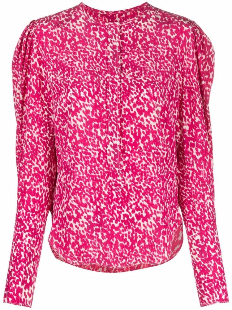 ISABEL MARANT floral-print curved-hem silk blouse - Pink Cover