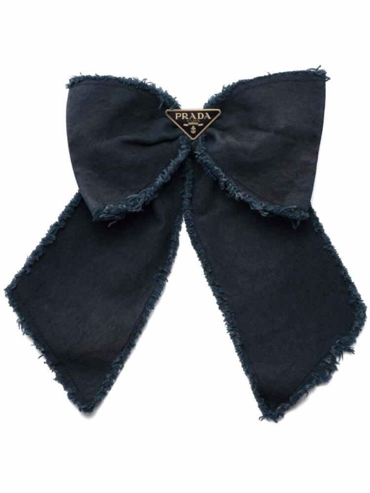 Prada logo-appliqué bow hair clip - Blue Cover