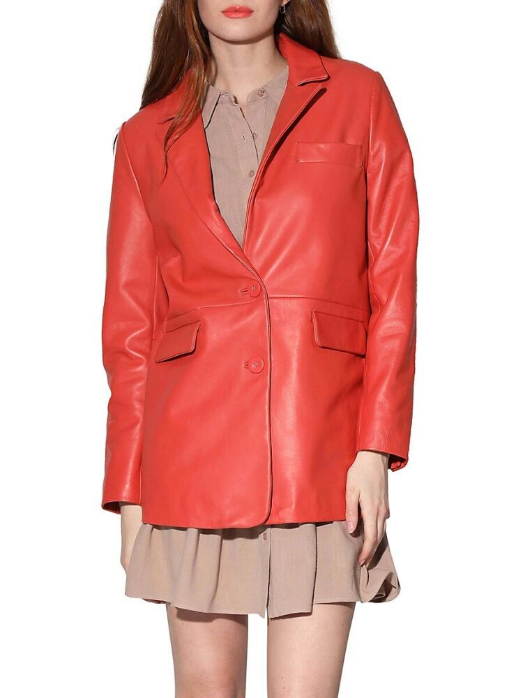 Walter Baker Women's Kiki Oversized Leather Blazer - Salmon Cover