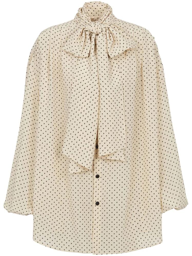 Balmain printed pussy bow silk blouse - Neutrals Cover