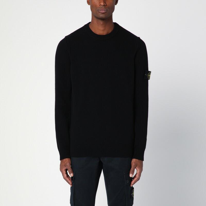 Stone Island Black crew-neck sweater in wool blend Cover