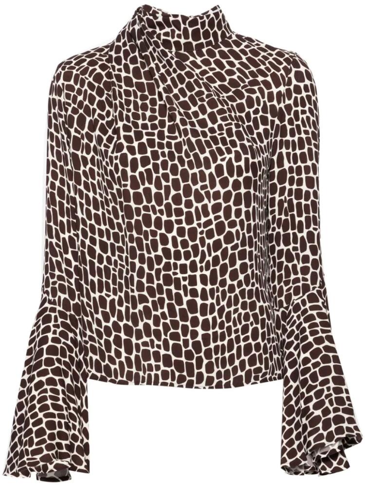 MSGM animal-print crepe blouse - Brown Cover